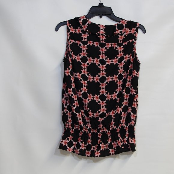 Karl Lagerfeld Sleeveless V-neck Paris Floral Button Up Blouse Size Petite Small - Picture 2 of 3